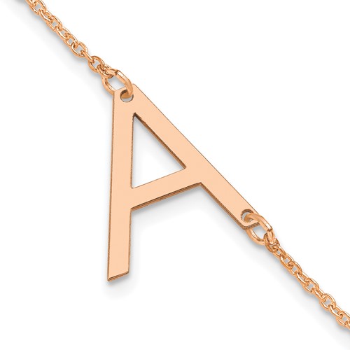 Sterling Silver Rose Gold Plated Polished Small Letter A Bracelet