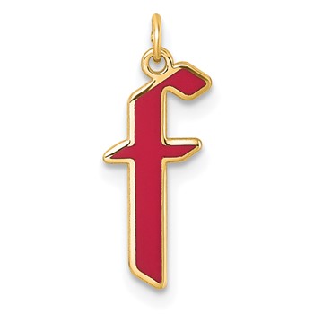 10k Yellow Gold Upper-case Letter F Epoxy Initial Charm