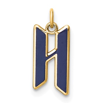 14k Yellow Gold Upper-case Letter H Epoxy Initial Charm