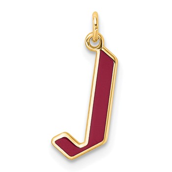 Sterling Silver/Gold-Plated Upper-case Letter J Epoxy Initial Charm