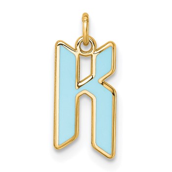 10k Yellow Gold Upper-case Letter K Epoxy Initial Charm