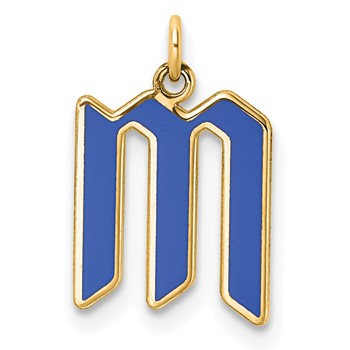 10k Yellow Gold Upper-case Letter M Epoxy Initial Charm