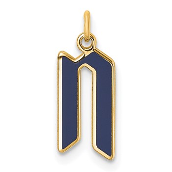 14k Yellow Gold Upper-case Letter N Epoxy Initial Charm