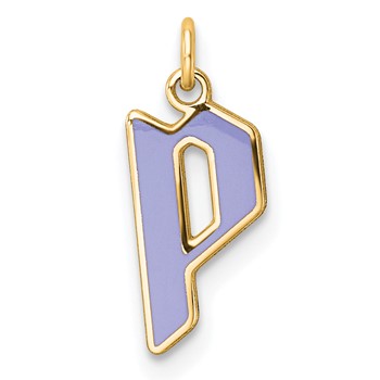 14k Yellow Gold Upper-case Letter P Epoxy Initial Charm