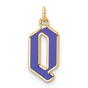 14k Yellow Gold Upper-case Letter Q Epoxy Initial Charm