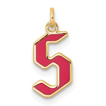 10k Yellow Gold Upper-case Letter S Epoxy Initial Charm