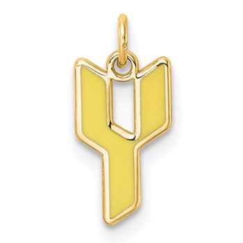 14k Yellow Gold Upper-case Letter Y Epoxy Initial Charm