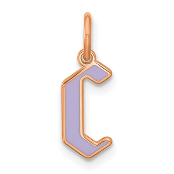 Sterling Silver/Rose Gold-Plated Upper-case Letter C Epoxy Initial Charm