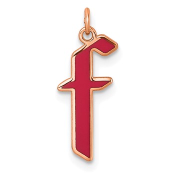 Sterling Silver/Rose Gold-Plated Upper-case Letter F Epoxy Initial Charm