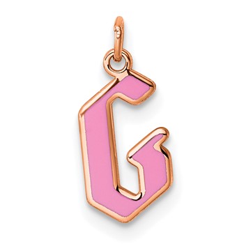Sterling Silver/Rose Gold-Plated Upper-case Letter G Epoxy Initial Charm