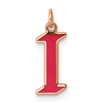 Sterling Silver/Rose Gold-Plated Upper-case Letter I Epoxy Initial Charm