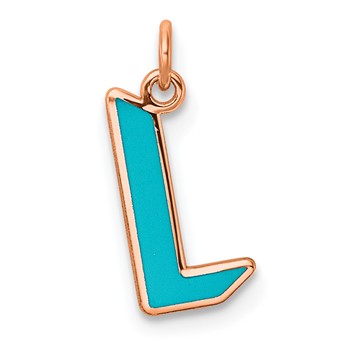 Sterling Silver/Rose Gold-Plated Upper-case Letter L Epoxy Initial Charm