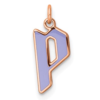 Sterling Silver/Rose Gold-Plated Upper-case Letter P Epoxy Initial Charm