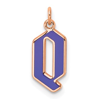 Sterling Silver/Rose Gold-Plated Upper-case Letter Q Epoxy Initial Charm