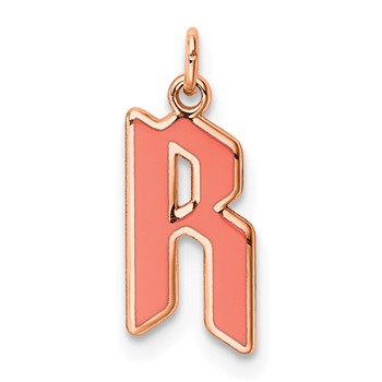 Sterling Silver/Rose Gold-Plated Upper-case Letter R Epoxy Initial Charm