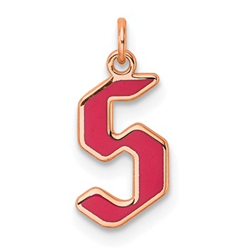 Sterling Silver/Rose Gold-Plated Upper-case Letter S Epoxy Initial Charm