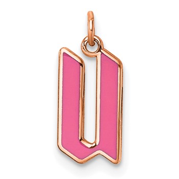 Sterling Silver/Rose Gold-Plated Upper-case Letter U Epoxy Initial Charm