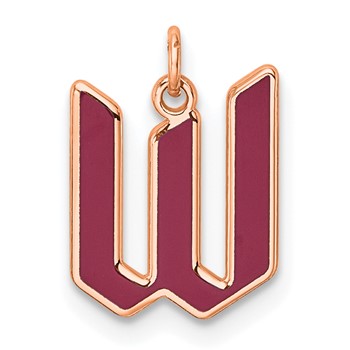 Sterling Silver/Rose Gold-Plated Upper-case Letter W Epoxy Initial Charm