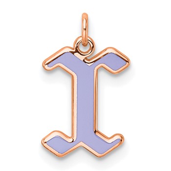 Sterling Silver/Rose Gold-Plated Upper-case Letter X Epoxy Initial Charm