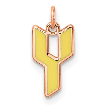 Sterling Silver/Rose Gold-Plated Upper-case Letter Y Epoxy Initial Charm