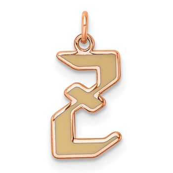 Sterling Silver/Rose Gold-Plated Upper-case Letter Z Epoxy Initial Charm