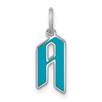Sterling Silver/Rhodium-Plated Upper-case Letter A Epoxy Initial Charm