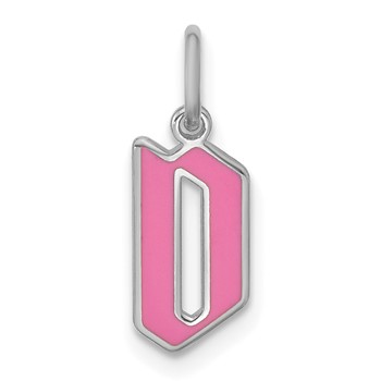 14k White Gold Upper-case Letter D Epoxy Initial Charm
