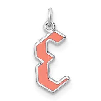 14k White Gold Upper-case Letter E Epoxy Initial Charm