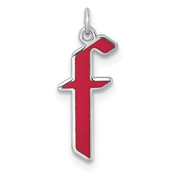 14k White Gold Upper-case Letter F Epoxy Initial Charm