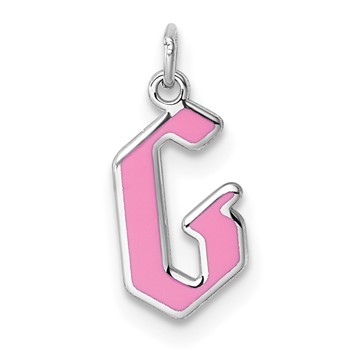 Sterling Silver/Rhodium-Plated Upper-case Letter G Epoxy Initial Charm