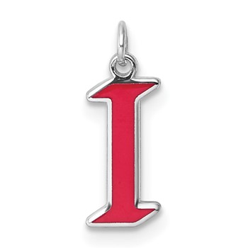 14k White Gold Upper-case Letter I Epoxy Initial Charm