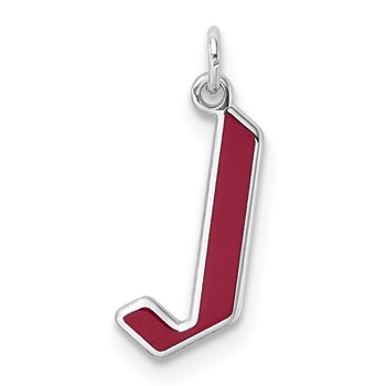 Sterling Silver/Rhodium-Plated Upper-case Letter J Epoxy Initial Charm