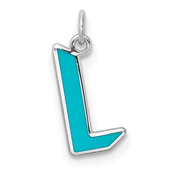 10k White Gold Upper-case Letter L Epoxy Initial Charm