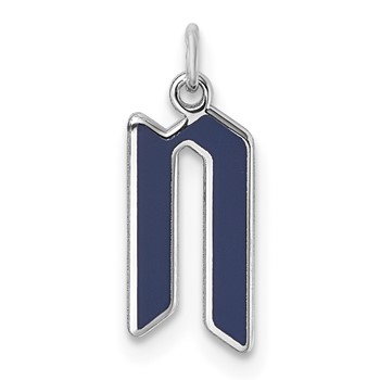 10k White Gold Upper-case Letter N Epoxy Initial Charm