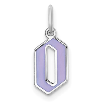 14k White Gold Upper-case Letter O Epoxy Initial Charm