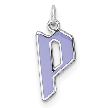 Sterling Silver/Rhodium-Plated Upper-case Letter P Epoxy Initial Charm