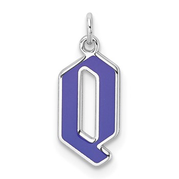 10k White Gold Upper-case Letter Q Epoxy Initial Charm