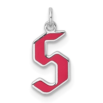 14k White Gold Upper-case Letter S Epoxy Initial Charm