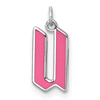 Sterling Silver/Rhodium-Plated Upper-case Letter U Epoxy Initial Charm