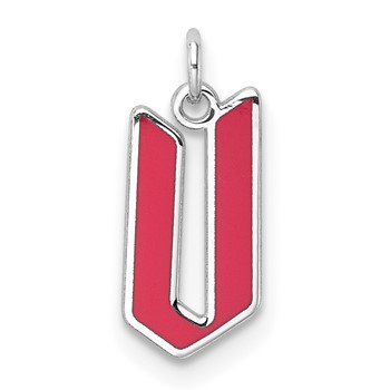 Sterling Silver/Rhodium-Plated Upper-case Letter V Epoxy Initial Charm