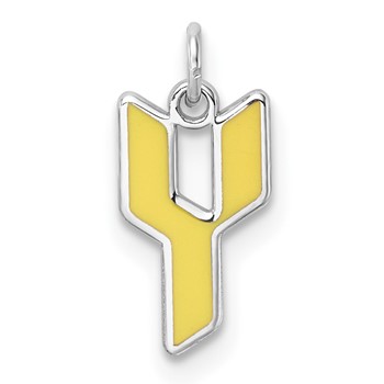 10k White Gold Upper-case Letter Y Epoxy Initial Charm