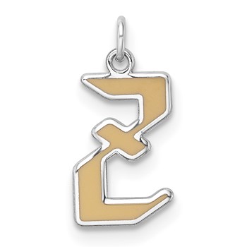 10k White Gold Upper-case Letter Z Epoxy Initial Charm