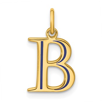 10k Yellow Gold Letter B Line Epoxy Initial Charm