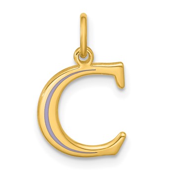 Sterling Silver/Gold-Plated Letter C Line Epoxy Initial Charm