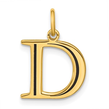 14k Yellow Gold Letter D Line Epoxy Initial Charm