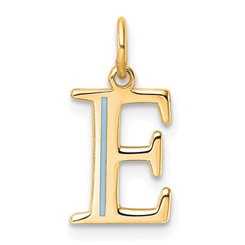 10k Yellow Gold Letter E Line Epoxy Initial Charm