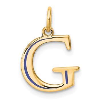 10k Yellow Gold Letter G Line Epoxy Initial Charm