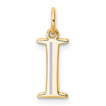 10k Yellow Gold Letter I Line Epoxy Initial Charm