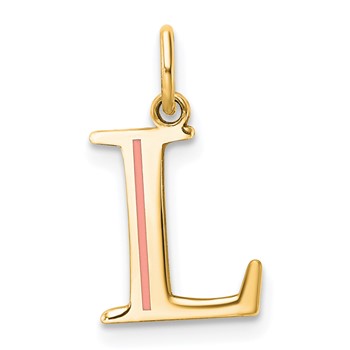 Sterling Silver/Gold-Plated Letter L Line Epoxy Initial Charm