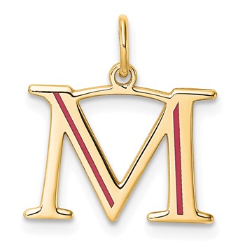 10k Yellow Gold Letter M Line Epoxy Initial Charm